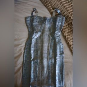 HERVE LEGER Silver Ice Bandage Dress Size Small